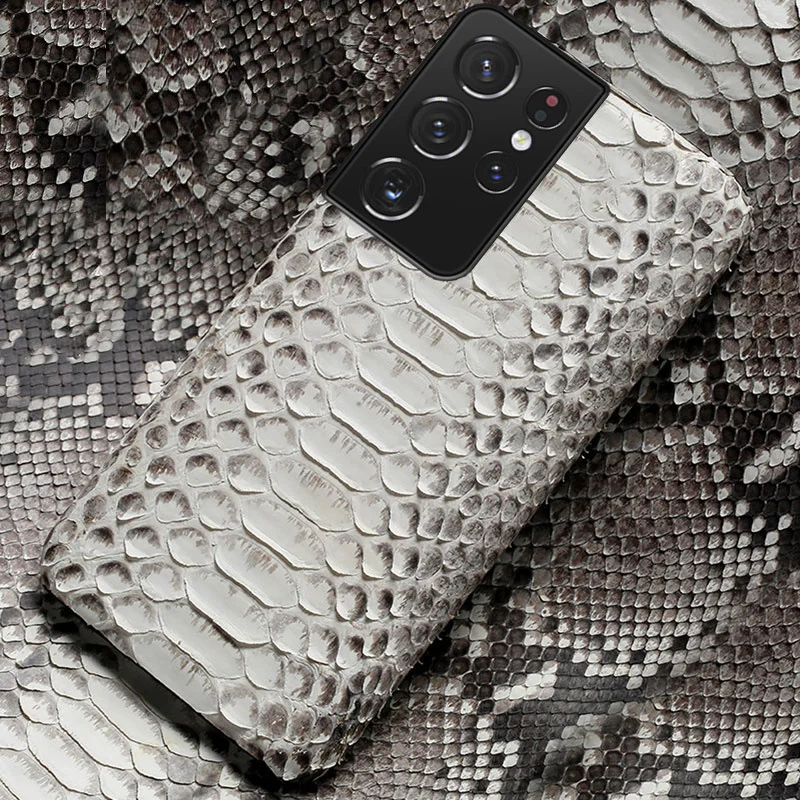 

Genuine Python Leather Snakeskin Cover Case for Samsung galaxy S21 Ultra S20 FE S8 S9 S10 Plus Note 20 10 9 A50 A71 A72 A51 A52