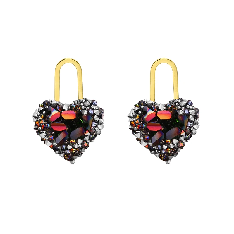 

2021 new illusion crystal Peach Heart Earrings Fashion Korean jewelry sexy party female Earrings student accessories
