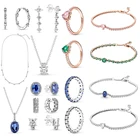 Новые Подарочные ювелирные изделия, женские серебряные бусины, серьги сделай сам, подвески, браслеты Pandora, оригинальные серебряные браслеты 925, браслет, кольцо