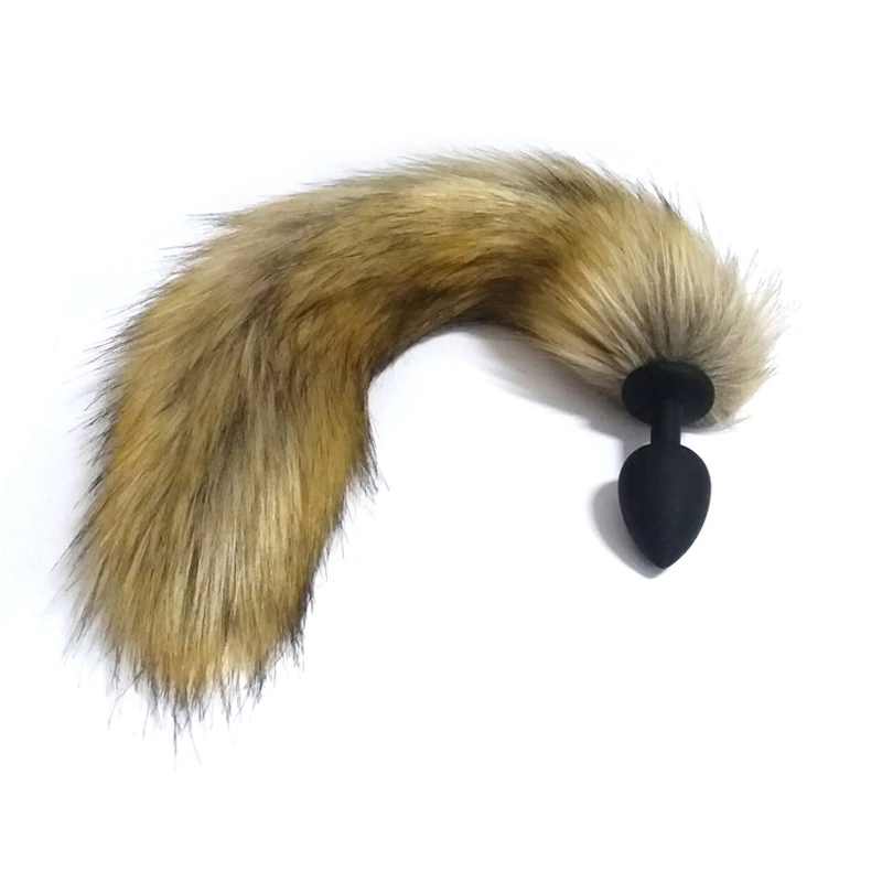 Секс-товары Черный Цвет Лисий хвост силиконовая Анальная пробка взрослые