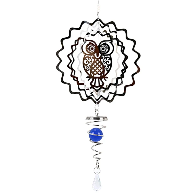 

Stainless Steel 3D Metal Rotating Wind Chime Christmas Pendant Wall Hanging Wind Spinner Spiral Wind Chimes Garden Home Decor