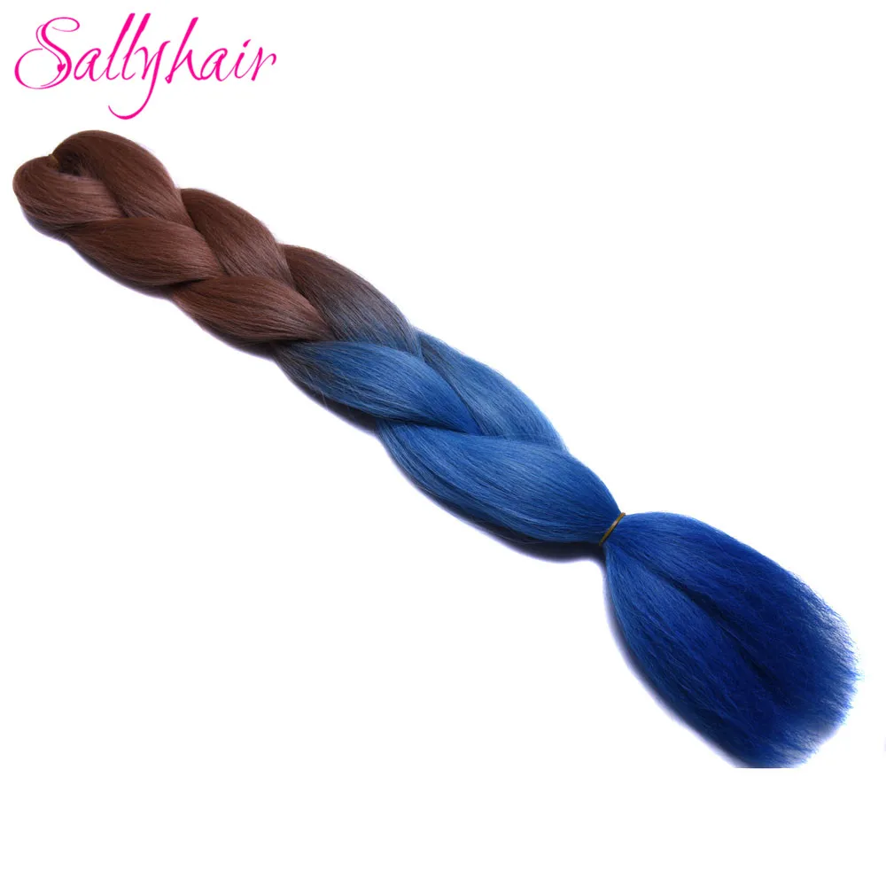 Sallyhair, 24 дюйма, Омбре, плетение волос, 2 тона, черный, винно-красный цвет, огромные косички, высокотемпературное волокно, синтетические волосы для наращивания - Цвет: #4