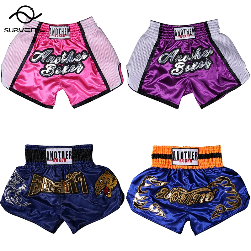 

Men's Boxing Pants Embroidery Tiger Muay Thai MMA Shorts Breathable Sports Fitness Kickboxing Fight Grappling Short Women Kids