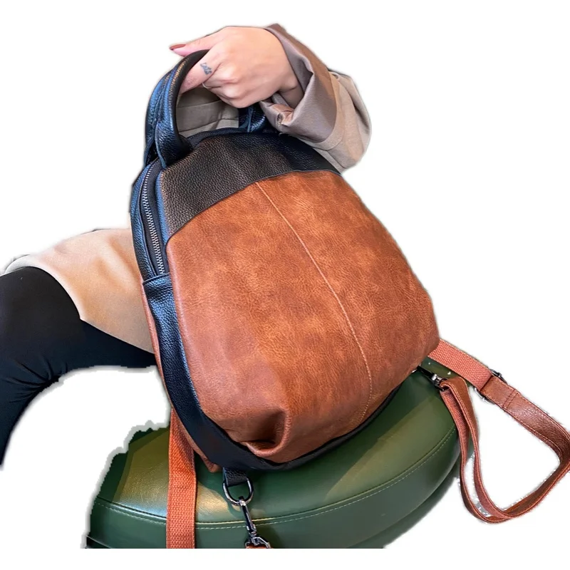 

Color-blocking Backpack Women 2020 Korean Version of The Simple College All-match Large-capacity Travel Shell Bag Mochila Mujer