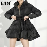 eam black keep warm cotton padded coat long sleeve loose fit women parkas fashion tide new autumn winter 2021 wc69101