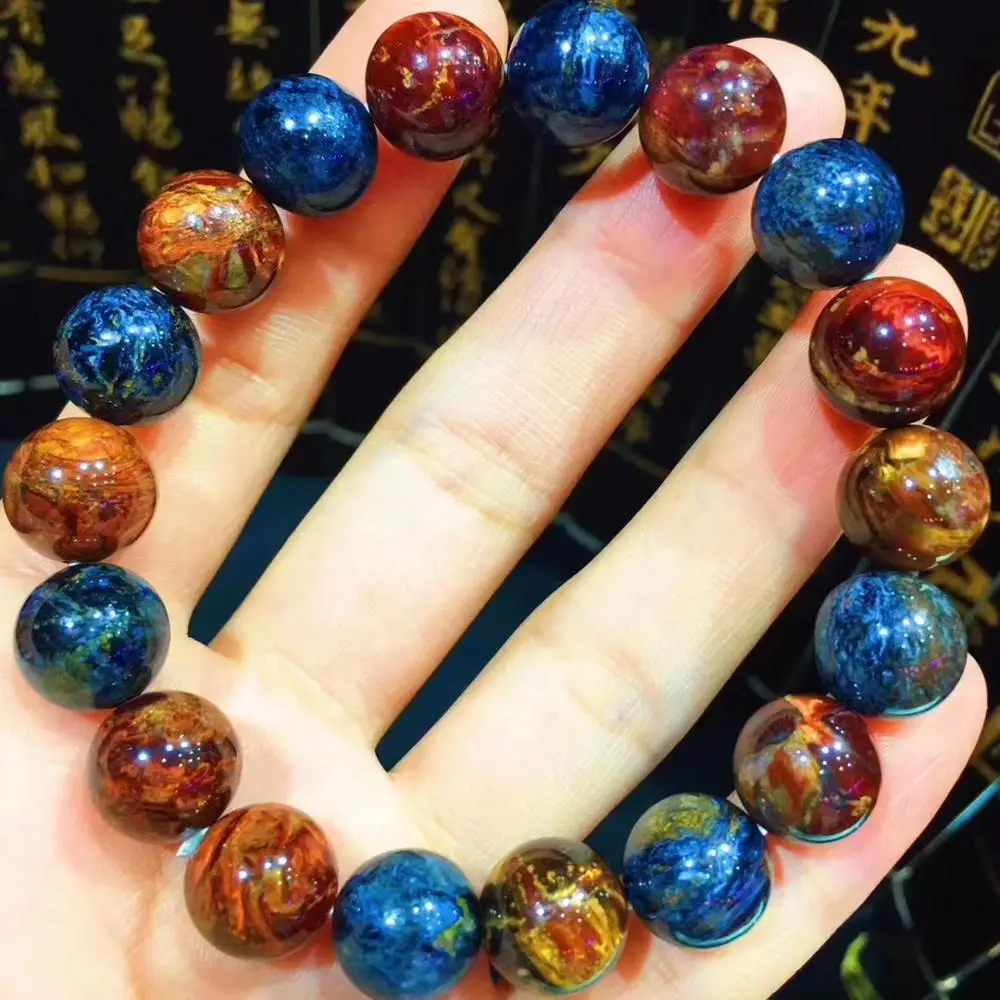 Натуральный красный синий браслет из пьестерсита 11 3 мм с круглыми бусинами