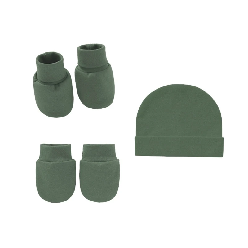 

Baby Anti Scratching Soft Cotton Gloves+Hat+Foot Cover Set Newborn Mittens Socks Beanies Cap Kit for Infants Shower Gifts