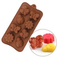 silicone 8 holes small insect flower fondant cake mold handmade soap chocolate ice tray mold diy baking tools cake decorating