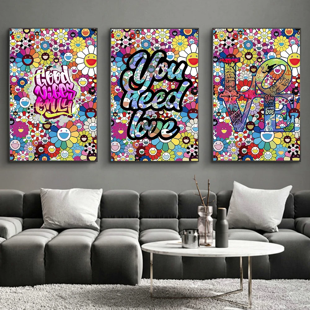

Graffiti Street You Need Love Flowers Wall Art Posters Fashion Decor Loves Picture Print Canvas Painting For Living Room Cuadros