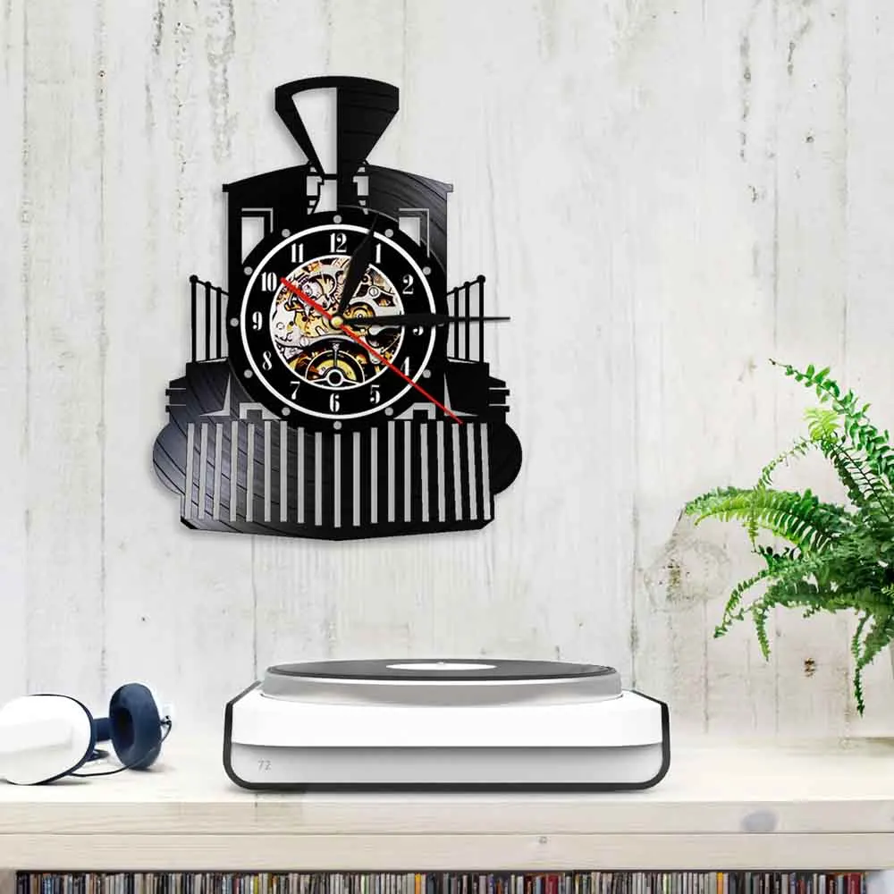 Паровой Паровозик винтажные декоративные настенные часы Виниловые ПОЕЗД