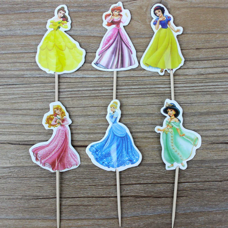 24 шт. disney pretty bella Princess кекс топперы Детские День рождения торт украшения детский