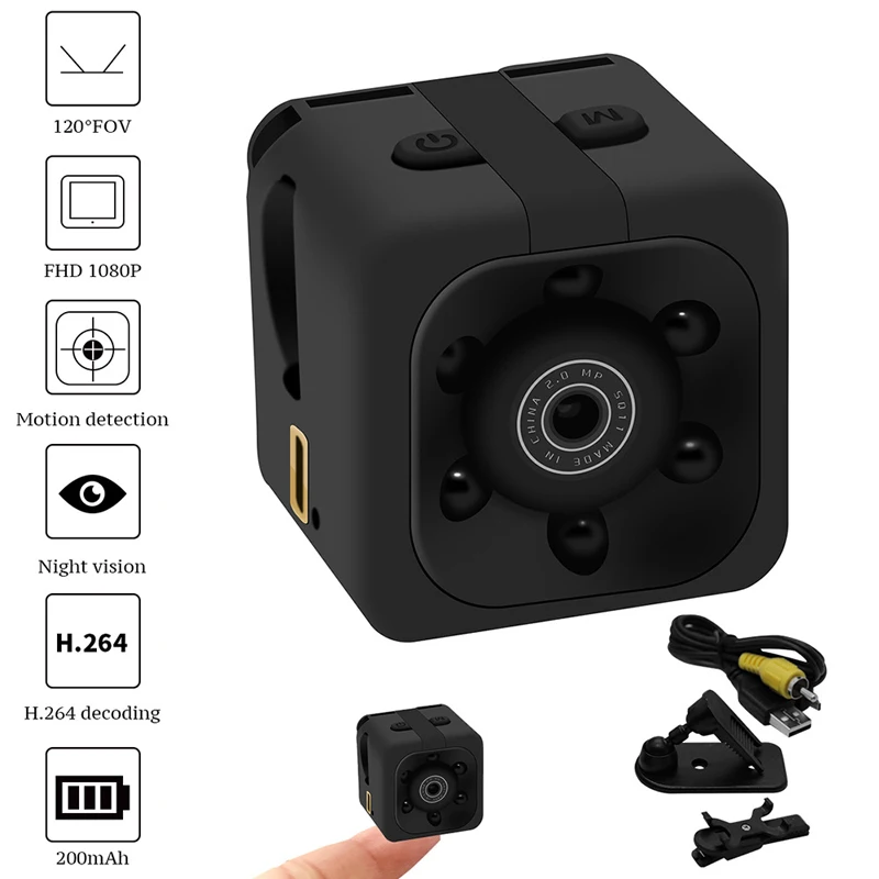 Sq11 мини камера Hd 1080p ночное видение видеокамера движения DVR микро Спорт DV видео