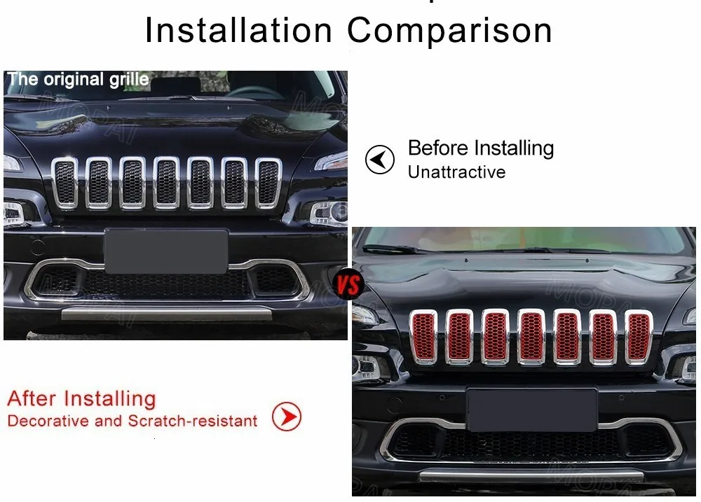 MOPAI, автомобильная наклейка для Jeep Cherokee-, автомобильная Передняя сетчатая решетка, декоративная решетка, Защитные вставки, Формовочная крышка, автомобильные аксессуары