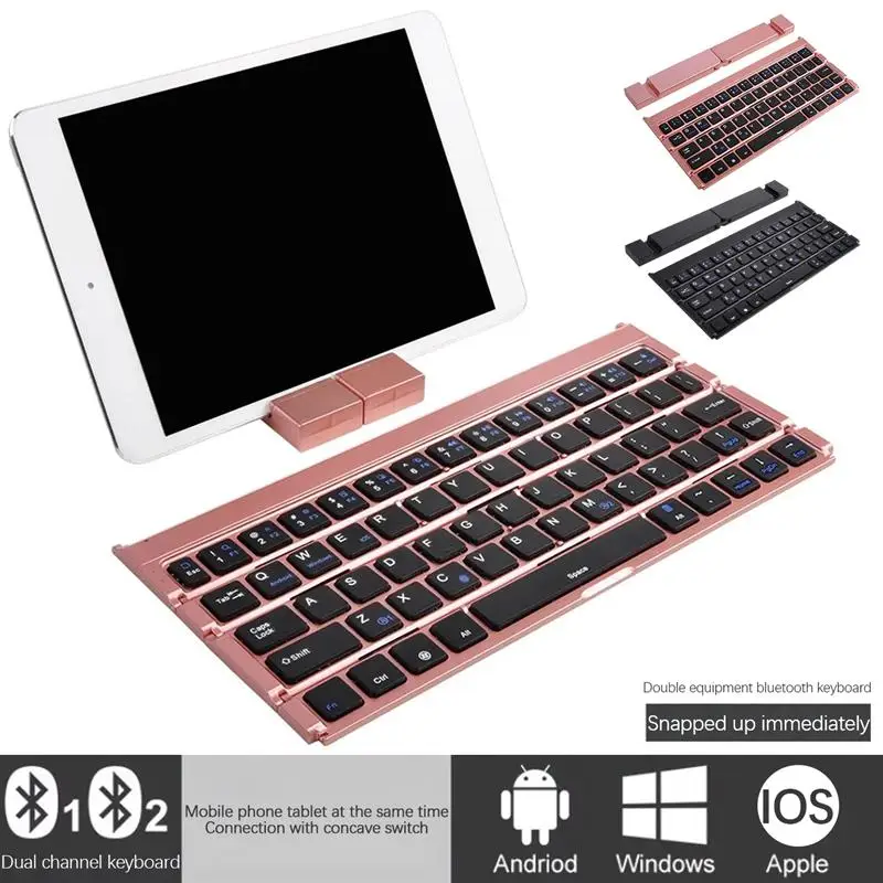 

BK808 Портативная Беспроводная складная клавиатура двухканальная складная клавиатура BT беспроводная складная клавиатура для iOS Android Windows