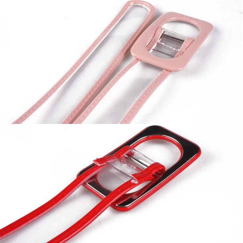 

Регулируемый Прозрачный пояс из ПВХ, модный однотонный ремень с круглой квадратной пряжкой, женский многофункциональный ремень