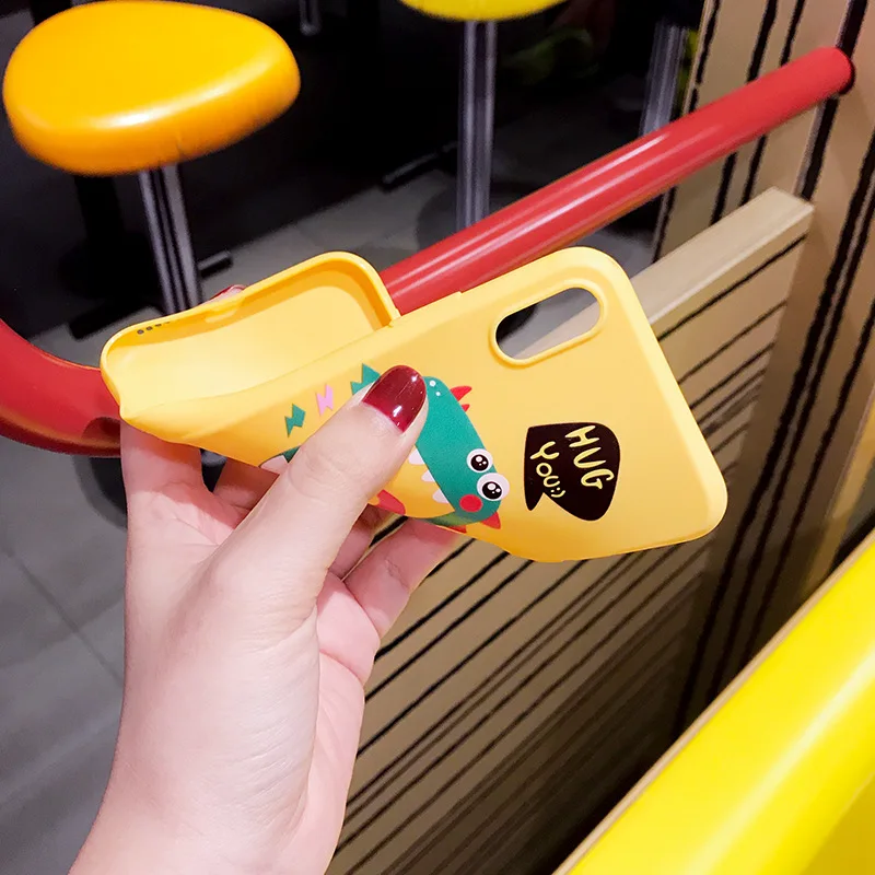 Корейский Kawaii мультяшный динозавр чехол для телефона iphone XR X XS милые иллюстрации