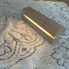 Деревянная светодиодная подставка для лампы с USB-кабелем, ночник, 3D светодиодный Ночной светильник, основание для акриловой лампы сделай сам, деревянная основа