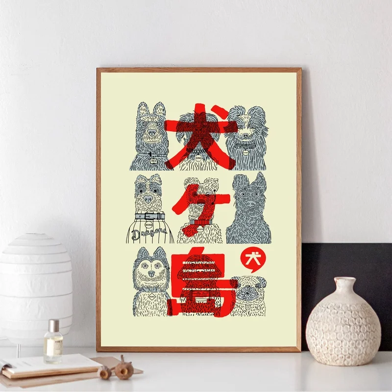 Минимальный постер из фильма Isle Of Dogs Wes Anderson парусина без рамки|Рисование и