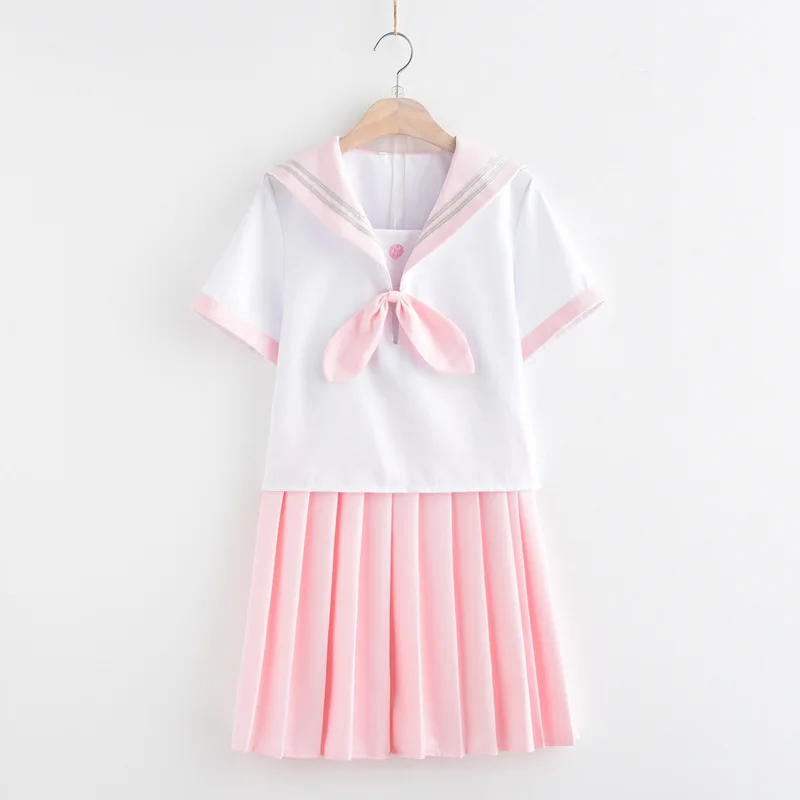 Маленькая свежая японская школьная форма летний светильник с вышивкой розовая