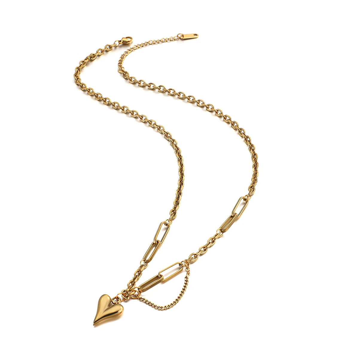 

Flashbuy New Design Titanium Steel Love Heart Pendant Necklace Women 316 Stainless Steel Link Chain Choker Fashion Jewelry