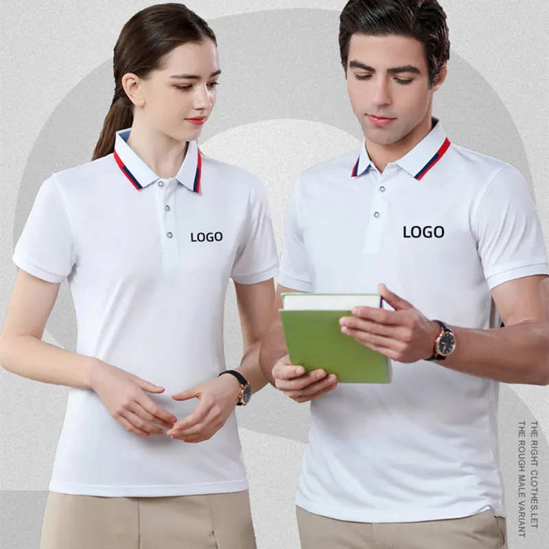 

Customized Own Desgin Men and Women Solid Color Polo Shirts Business Casual Work Clothes Tee Summer Short Sleeve Polo