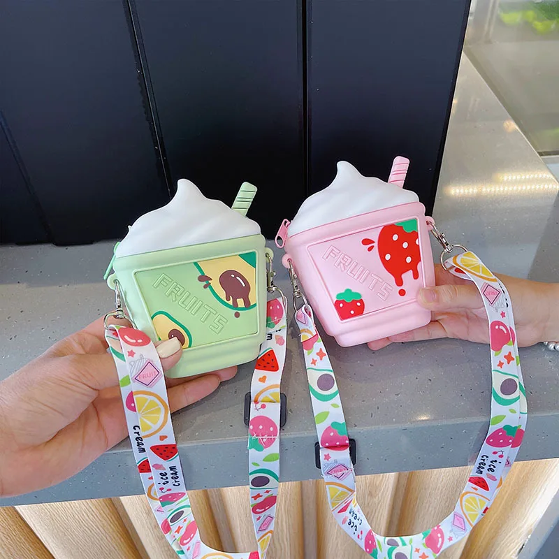 

Новинка 2022, милые детские сумки-мессенджеры для девочек с мороженым, детский бумажник, Водонепроницаемая силиконовая сумка для родителей и детей