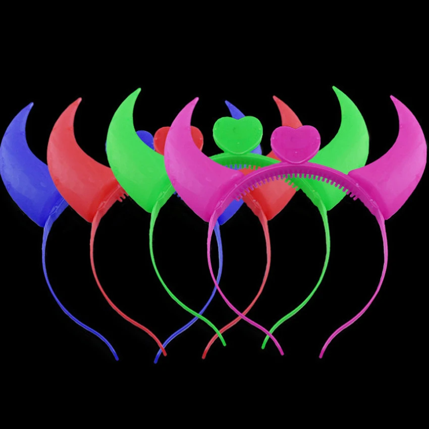 1PCS LED Funny Devil Horn Light Up Headband Hair Hoops Flashing Children Adults Halloween &amp Christmas Party Decor Tool - купить по