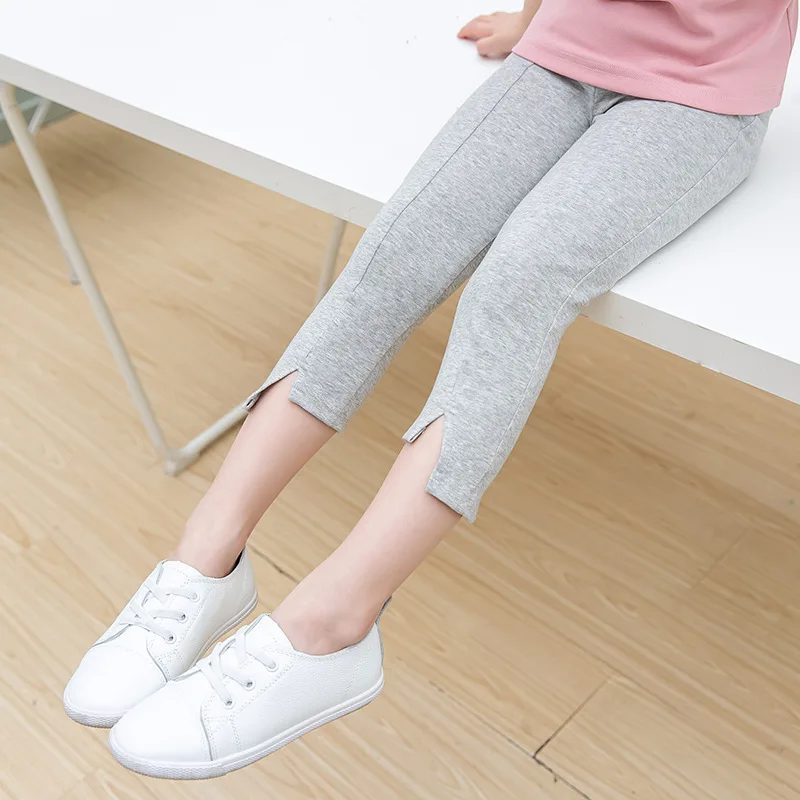 

Girls' cropped trousers 2021 new summer leggings cotton trousers children's big children's girls stretch pants