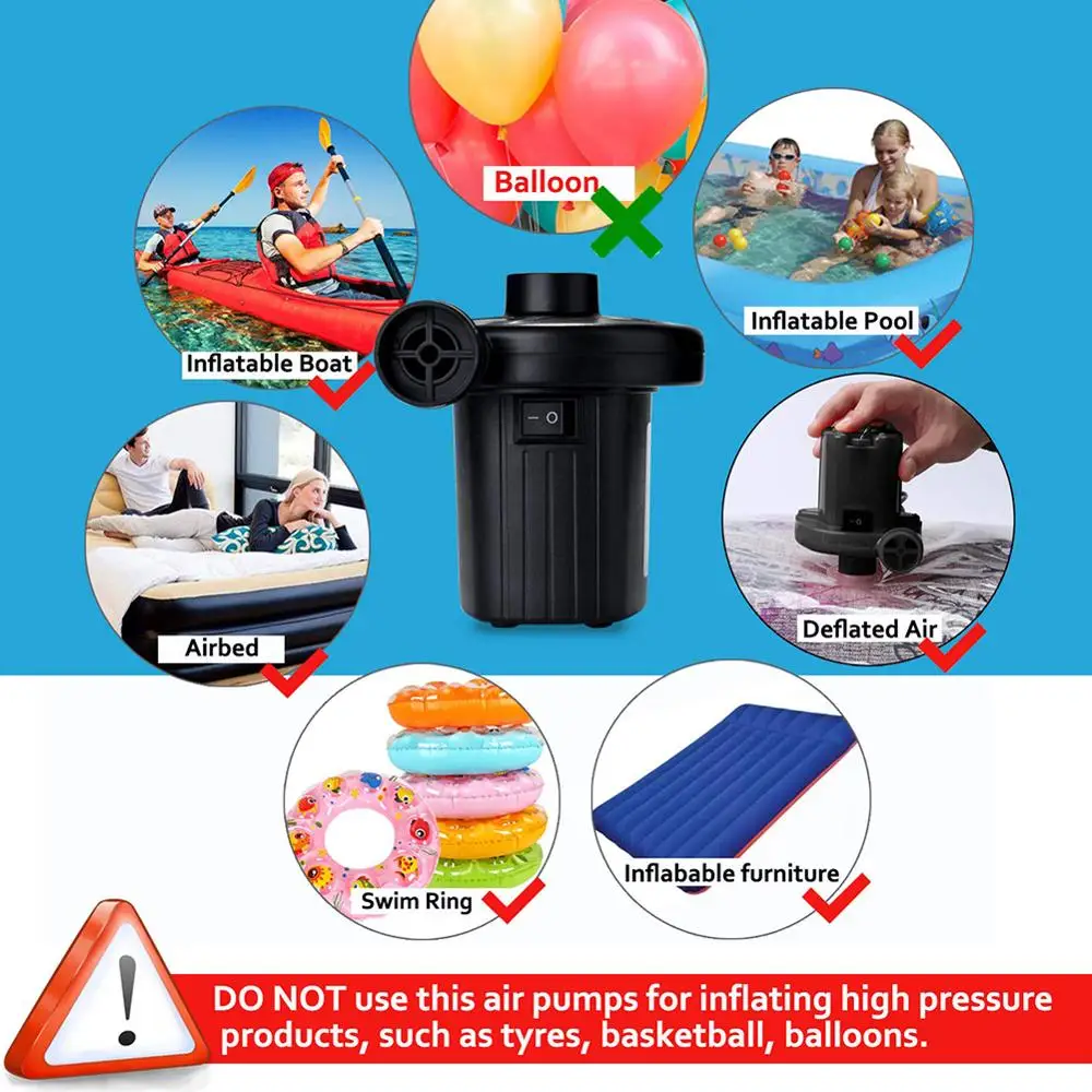 Portable Electric Air Pump Mini Air Compressor 12V Inflator For Mattress Boat Camping Inflatable Toy With 3 Nozzles Home Car Use images - 6