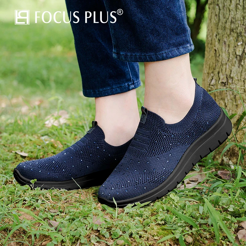 

Focusplus Pure Color Comfortable And Breathable Mesh Sports Shoes Slip-on Shoes Casual Flat Shoes Women D104