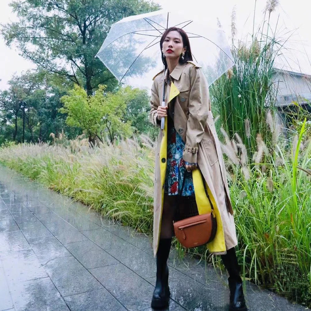 Женский Длинный непромокаемый тренчкот Ватерлоо цвета хаки верхняя одежда для