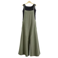 2021 summer fashion jumpsuit women casual sleeveless straps wide leg pants loose solid color long pants overalls
