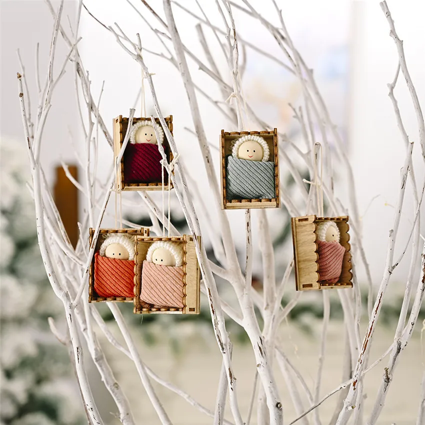 Рождественская деревянная коробка кукла кулон Лось Подарочная елка висячий