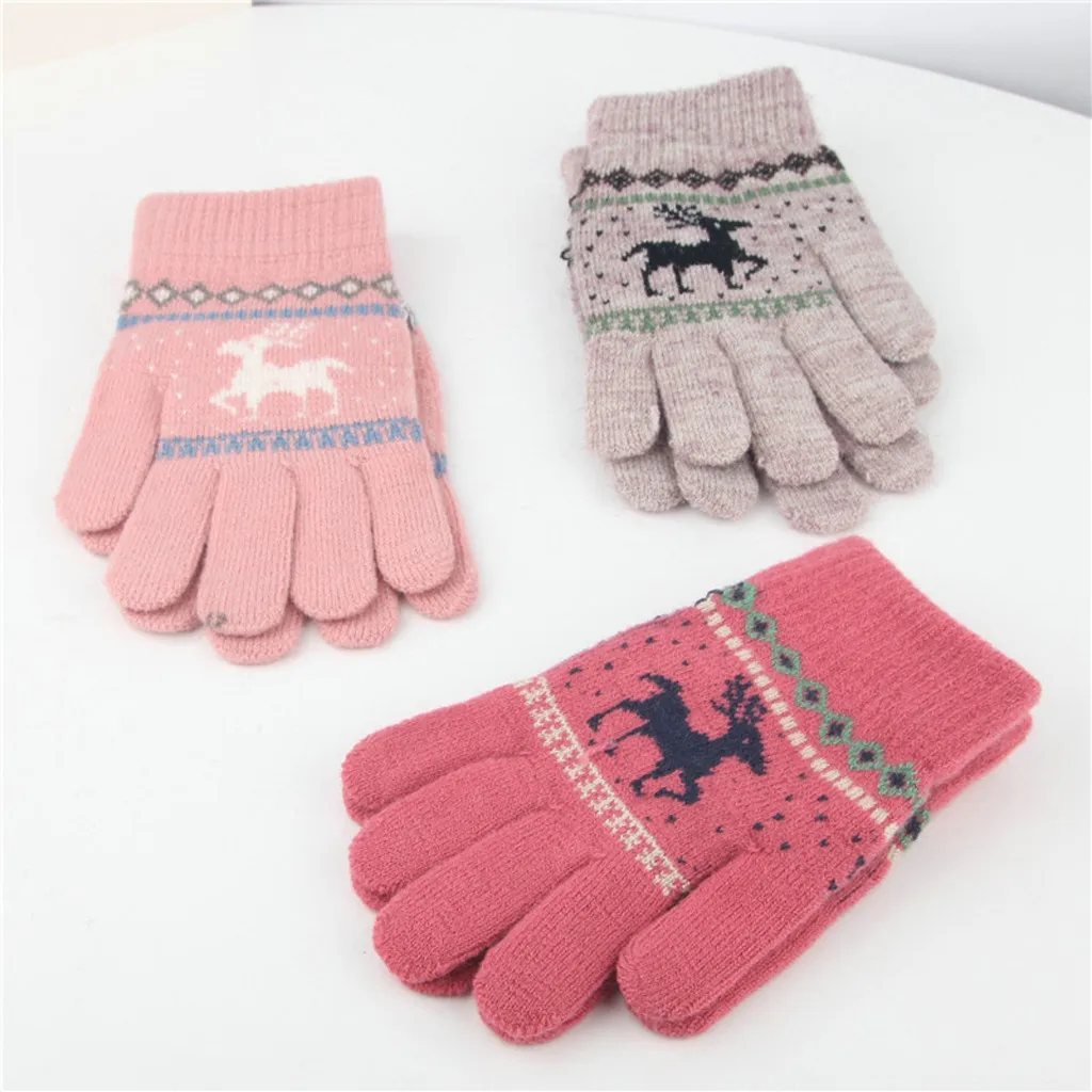 Мультяшные детские плюшевые перчатки перевернутые на пол пальца уличные теплые