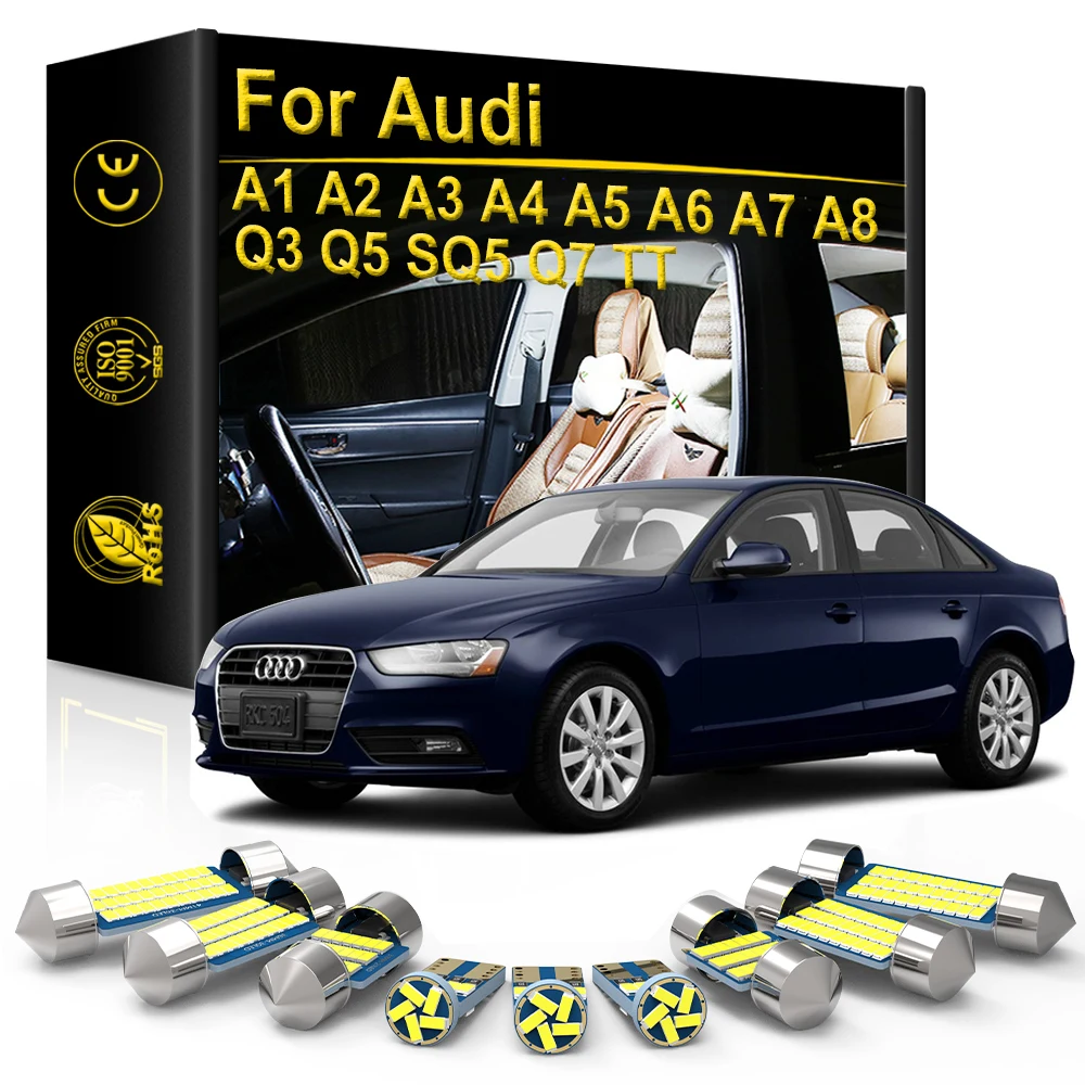 

Interior LED Light For Audi A4 B5 B6 B7 B8 A5 8T A6 C5 C6 C7 A7 A8 D2 D3 A3 8L 8P 8V A1 A2 Q3 Q5 SQ5 Q7 4L TT 8N 8J Canbus Lamp