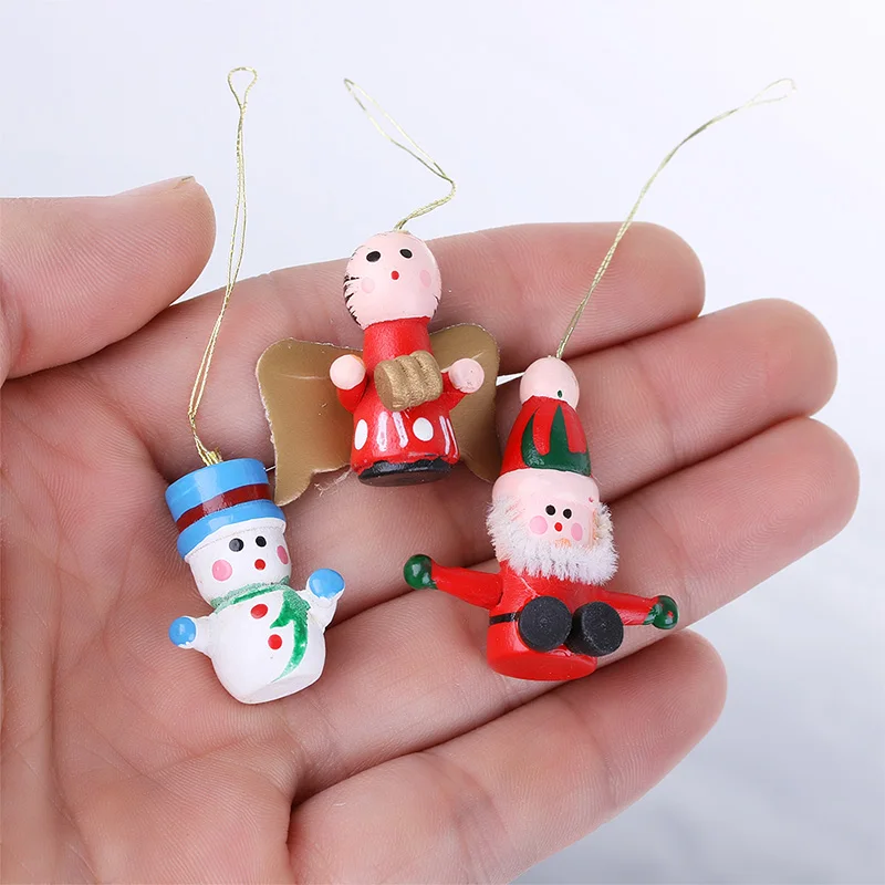 

24 Pcs Christmas Tree Decoration Ornaments Santa Claus Cartoon Character Hanging Ornaments Wooden Christmas Decorations