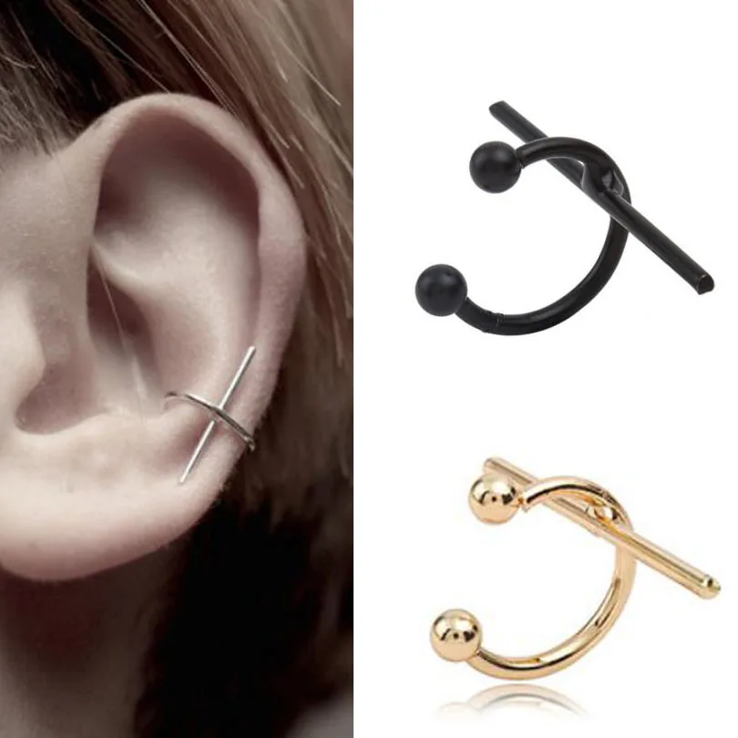 2 шт = 1 пара крест клип серьги для женщин личности в виде геометрических фигур уха