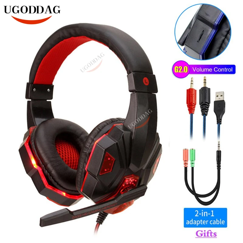 New Deep Bass Headphones Led Light Gaming Earphone With HD Microphone For PC PS4 PS5 Xbox One 3D Surround Sound Headset | Электроника