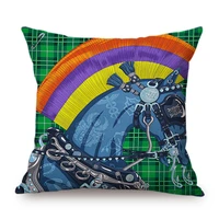 european celebration animal horse home decorative cushion cover quality linen illustration pillowcase colorful bohemian decor