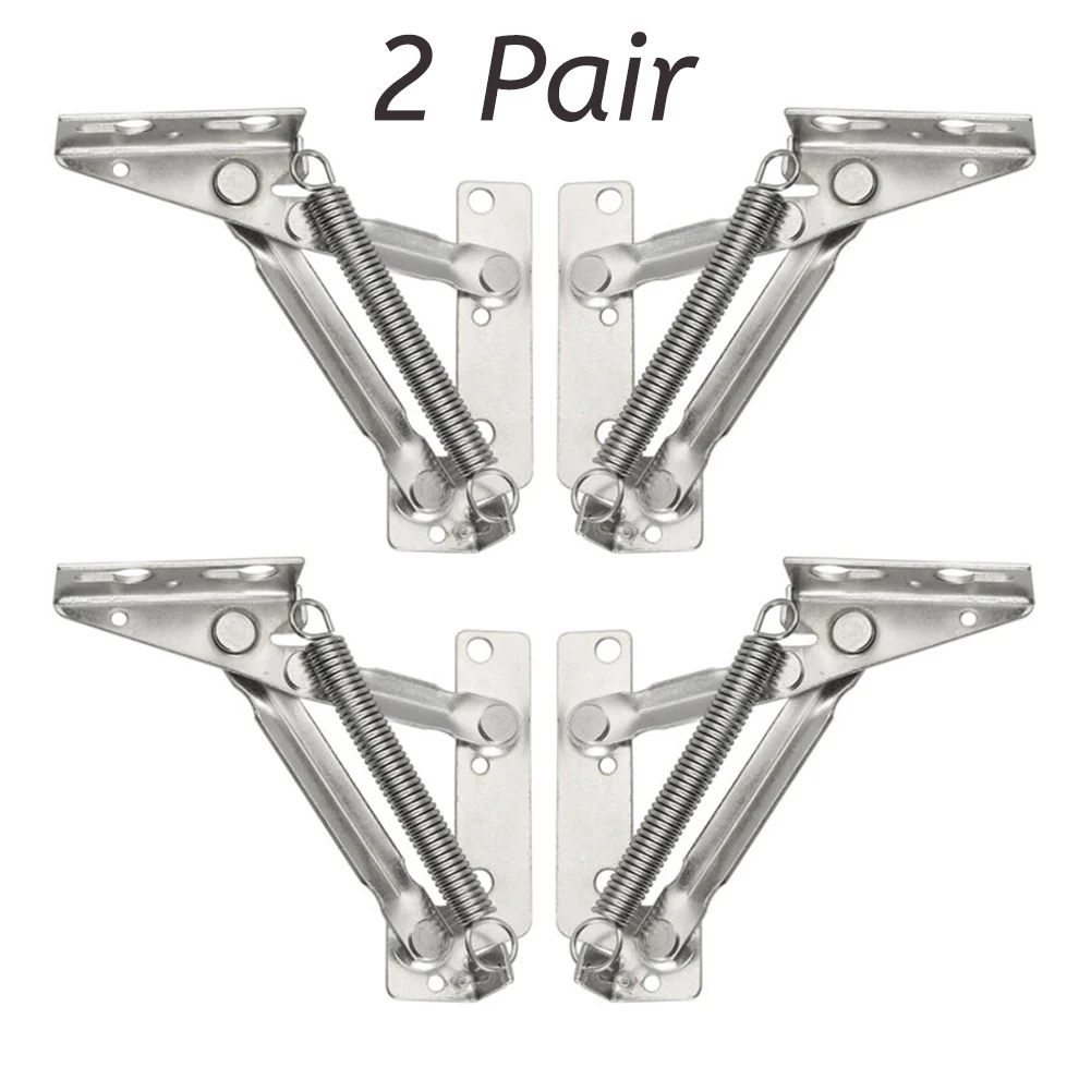 

2 Pair Hinges Kitchen Cupboard Cabinet Lift Up Flap Top Sprung Heavy Duty