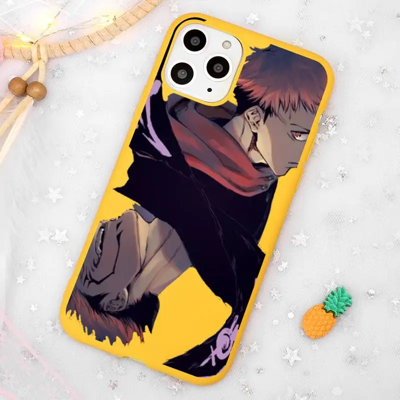 

Jujutsu Kaisen Anime Gojo Satoru Phone Case Candy Color Yellow for iPhone 11 12 pro XS MAX 8 7 6 6S Plus X 5S SE 2020 XR