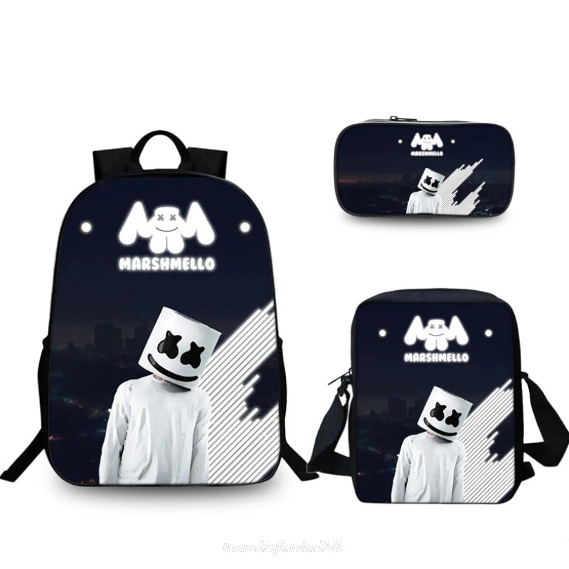 Рюкзаки DJ marshmello для мальчиков и девочек аниме-наборы сумок книг ноутбуков