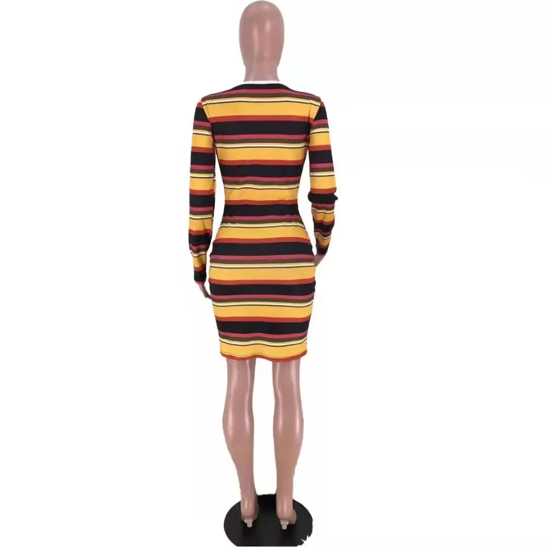 Женское контрастное Платье футляр средней длины в полоску элегантная рабочая