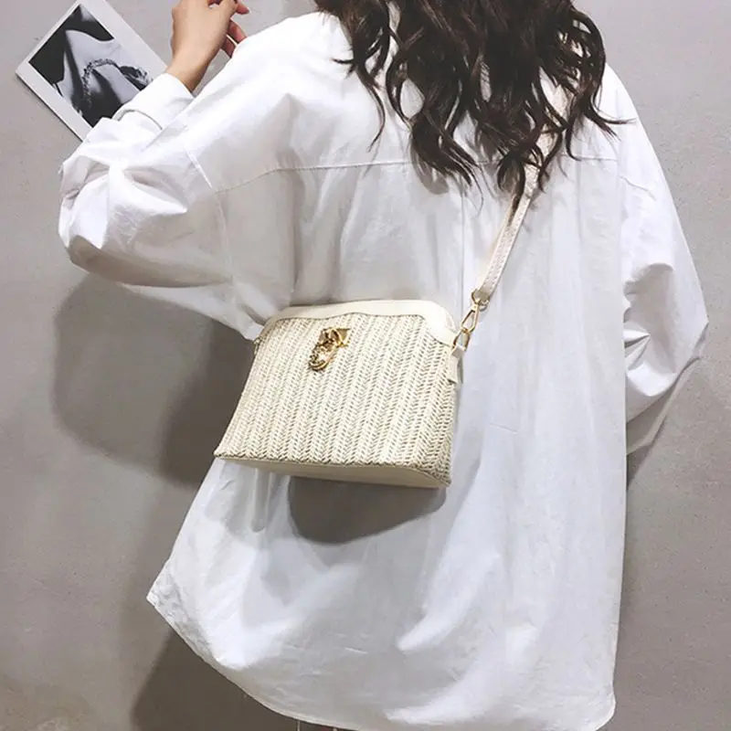 

Women Fashion Handbag Shoulder Bag Ladies Summer Straw Woven Crossbody Tote LX9F