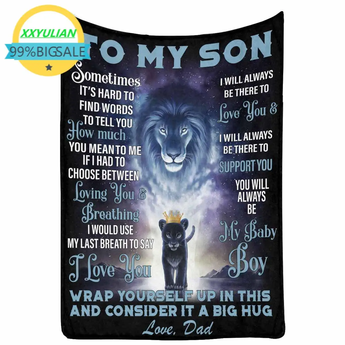 

Blanket to My Son from Dad Wrap Youself Up in This and Consider It a Big Hug Lion Blanket Warm Throw for Bed Sofa