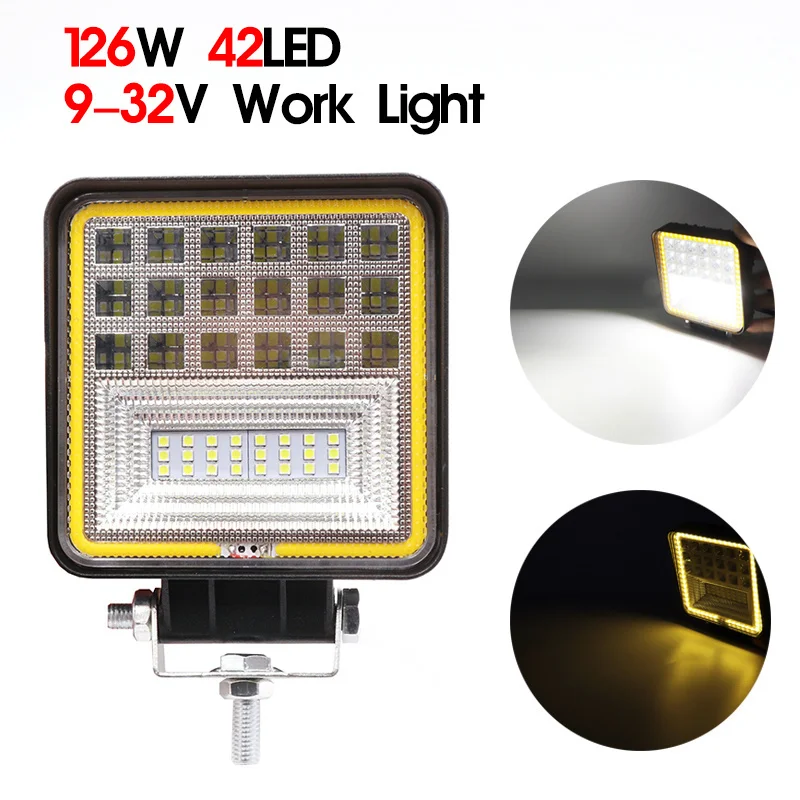 

4 inch 126W 6000K 12V 24V LED Work Light Bar Super Bright Outdoor Driving Spot Lamp for Off-road Truck