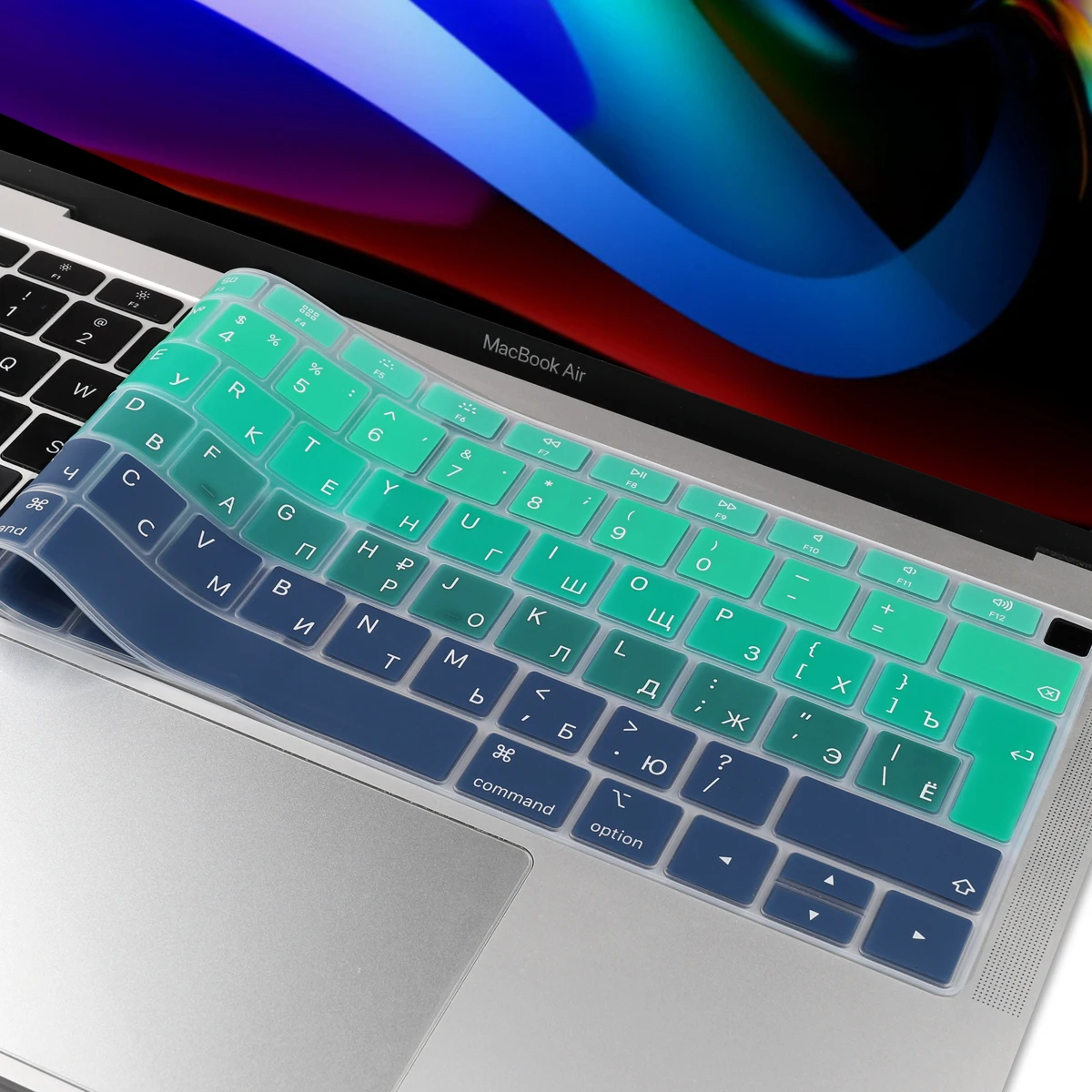 

Чехол для клавиатуры MacBook Air 13, A1932, 2019, 2018, силиконовый, градиентный