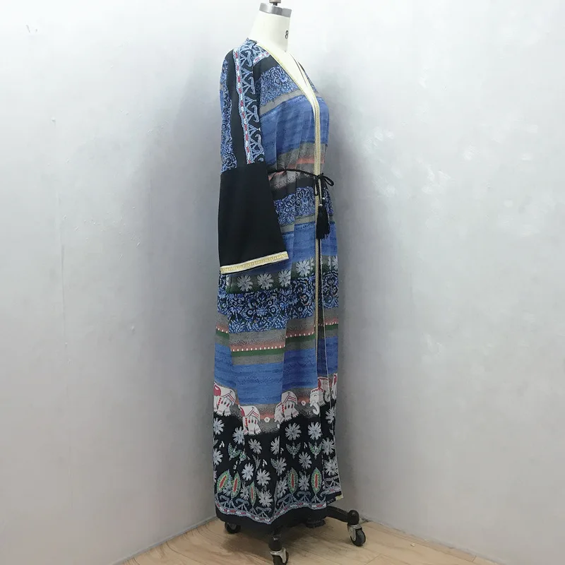 

Ramadan Eid Mubarak Muslim Abaya Print Dress Cardigan Vestidos Kimono Hijab Jalabiya Robe Gowns Arab African Dashiki Islamic