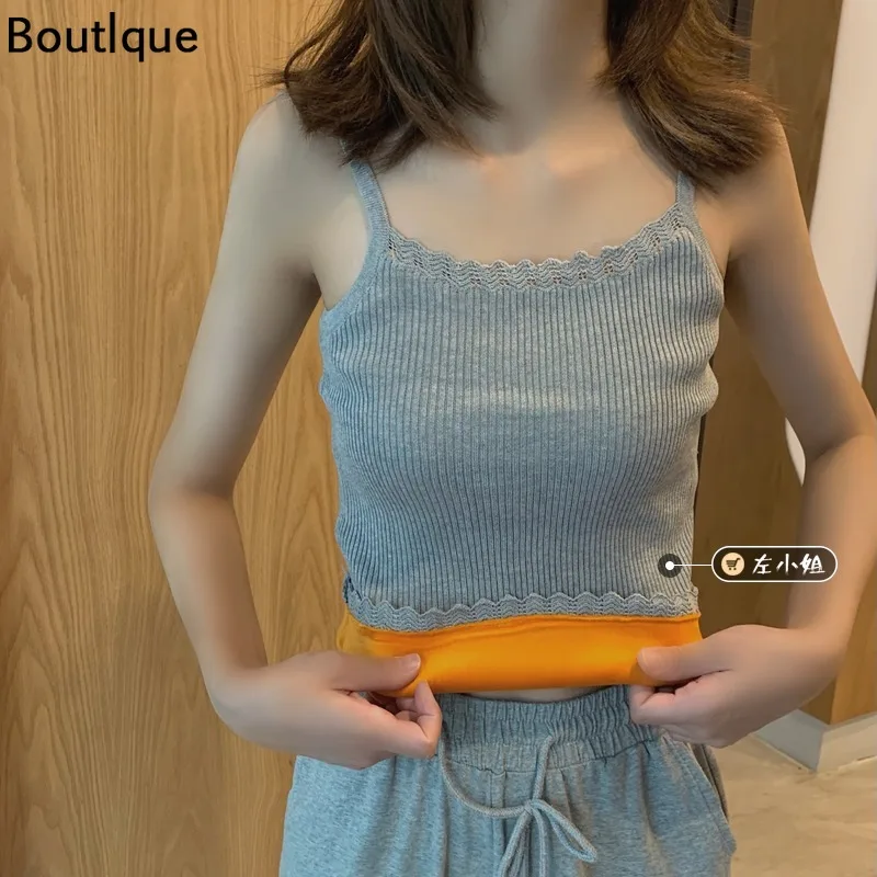 

Plush and Thickened Warm Coat Vest Women's Wear In Autumn and Winter with Bottomed Shirt 2021 New Explosion Bra Sling