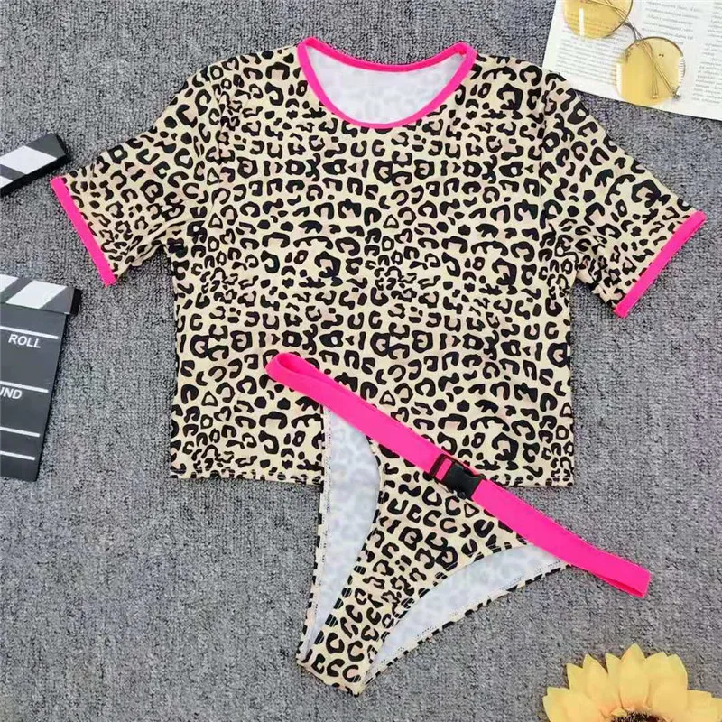 Женский комплект бикини с леопардовым принтом пикантный купальный костюм